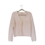 Abercrombie & Fitch NWT  Coquette Bow Tie-Front Cardigan Medium White Old Money Photo 1
