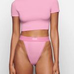 SKIMS Bubblegum Cotton Jersey Super Cropped Tshirt Photo 1