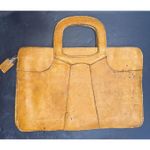 Vintage Genuine Leather Tan Rustic Distressed Workwear Satchel Briefcase Bag Photo 5