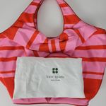 Kate Spade Womens Bow Bag Red Pink Striped Ribbon Nylon Tote Handbag Purse Photo 1