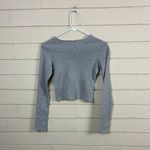 Brandy Melville Wynn long sleeve top in heather gray lettuce trim hem one size Photo 1