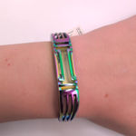 Tory Burch for Fitbit Metal Hinged Bracelet Rainbow Iridescent Style 63319 Photo 0
