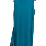 J Peterman Asymmetrical Hem Midi Dress Teal Blue Sleeveless Ruffle Womens Medium Photo 3