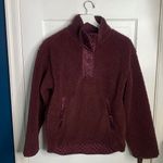Athleta Cozy Sherpa Snap Sweatshirt Spiced Cabernet #466888 Sz XS Photo 4
