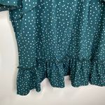 Green White Polka Dot Keyhole Mock Neck Ruffle Mini Dress Women's Size Large L Photo 2
