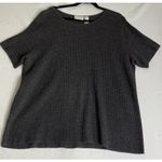 Liz Claiborne Vintage‎  Womens 1X Grey Ribbed Sweater Top Short Sleeve Preppy Photo 0