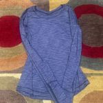 Lululemon 5 Mile Long Sleeve Shirt Blue Space Dye Cotton Material Size 4 Photo 0