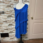 Belldini NWT cobalt blue asymmetrical knit dress w rhinestones and ruffles Sz XL Photo 4