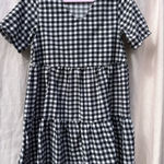 Elegant Black and White Checkered Midi Dress Photo 0