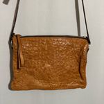 Maxon Collection Pebbled Genuine Leather Crossbody Purse made in Italy zipper Tan Photo 3