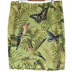 Muse Linen Sequined Parakeets & Butterflies Straight Skirt Green Size 14 Photo 0