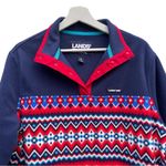 Lands' End Heritage Fleece Pullover Red Navy Chevron Fairisle Size XL 18 EUC Photo 3