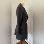 Lafayette 148 Belted Open Front Trench Coat Ribbed Knit Sleeves Gray Size Medium Photo 4