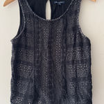 American Eagle  Black Crochet Floral Lace Tank Top Photo 0