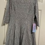 Slny WOMEN’S SEQUINED LACE A-LINE SILVER EVENING DRESS SIZE 14 NWT Photo 2