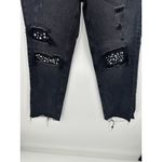 Banjara Womens Black Loose Fit Denim Jeans Jewel Distressed Raw Hem Size 11/29 Photo 6