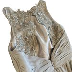 Azazie  Luz Bridesmaid Dress Gown Silver Grey Lace Flowy Size A2 2 Women's NWT Photo 8