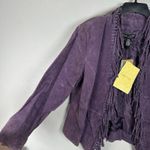 Dialogue NEW Jacket Womens Large Purple Suede Leather Fringe Open Lined Western Photo 2