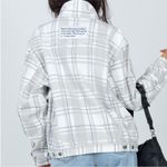 Princess Polly  Brielle Denim Grey and Beige Plaid Jacket Size 12 New with tag Photo 3