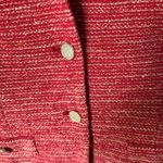Misook V-Neck Tweed Jacket Knit Gold Button Closure Red Orange Size M Office Photo 3