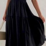 Puff Sleeve Deep V Neck Midi Dress Tiered A Line Small Goth, Voodoo, Cottagegoth Black Photo 0