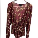 Forever 21 + Plus Sheer Mesh Surplice V Neckline Floral Bodysuit Long Sleeve 3X Photo 0