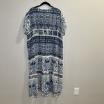 Johnny Was  Sheer Tiered Midi Sundress Boho Floral Embroidery Blue White Paisley Photo 1