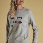 Barbour NWOT Sailboat Overlayer Fish graphic sweatshirt gray size 10 Photo 0