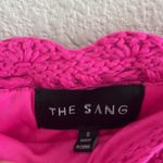 The Sang Crochet Knit Fringe Midi Skirt Drawstring Tassel Waist Pink Small Photo 4