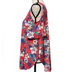 Lime n Chili Line n Chili coral cold shoulder top floral design stretchy fabric shirt sleeve Photo 7