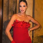 ZARA  Red Strapless midi fitted bodycon Dress evening wedding party  Photo 1