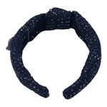 J.Crew  Textured Knot Headband Navy Tweed Silver Sequin NEW Photo 1