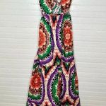 Nasty Gal Boho Print Scallop Trim Cutout Maxi Dress Size 0 Multicolor UK 4 Photo 0