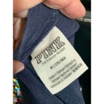 PINK - Victoria's Secret Victoria's Secret Pink Womens Basic Top Sequin Dog Rainbow Blue Medium Photo 2