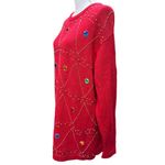 OHI Vintage Holiday Sparkly Bejeweled and Beaded Red Sweater Size XL Photo 1