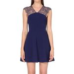 The Kooples Navy Lace Crepe Fit and Flare Mini Dress Photo 8