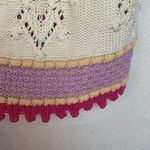 ZARA  womens size small knit crop tank hearts crochet cream pink kawaii button Photo 5