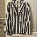potter's pot  Blue Cream Striped Linen Blazer Size Large EUC #2192 Photo 1