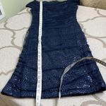 Ralph Lauren Lauren  Evening Navy Sequin Mesh Ruched Dress, Size 0 Photo 11