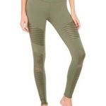 Alo Yoga Pull On High-Waisted Moto Leggings Jungle Green XS Photo 0