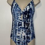 Time & Tru One Piece Swimsuit Blue & White Tie Dye Women’s Size M Medium 8 Photo 1