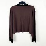 Victoria's Secret VICTORIA’S SECRET Dark Brown Black Velour Accent Long Sleeves Cropped Top Large Photo 1