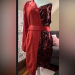 Women's Tuxedo One Shoulder Sequins Dress Size XL Red Photo 2