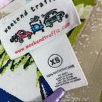 Weekend Traffic Tropical Print Tiered Hem Sleeveless Shift Dress XS Blue Photo 8