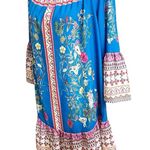 Umgee  Scarf Print Knee Length Dress Size Large Bohemian Multicolor Off Shoulder Photo 2