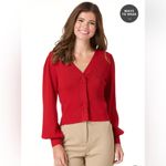 Cato  Fashions SHIMMER BOW BUTTON CARDIGAN Holly Red Sparkle Holidays Large Photo 9