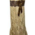 NWT Mandalay Champagne Gold Lace Beaded Sequin Long Mermaid Evening Gown Size 8 Photo 0