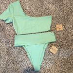 Free People X Toast Bikini Set One Shoulder Top & banded waist in Ming Small NWT Green Photo 1