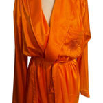 Savage X Fenty Satin Robe Orange Medium Belted Loungewear Size Medium Photo 0