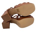 Allegra K  Platform Heel Sandals Womens 7 Brown‎ Strappy Cage T Strap Block Heel Photo 12